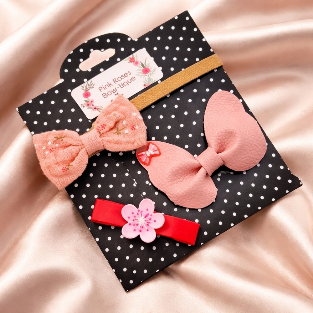 Nwt handmade headbands clips baby toddler girls hair set